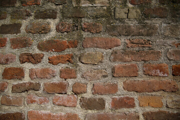 Vintage red brick masonry wall, wallpaper.