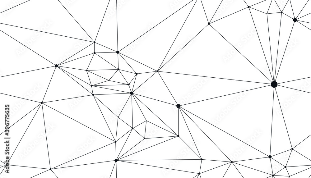 Poster technology communication seamless vector pattern with connected thin lines, black and white monochro