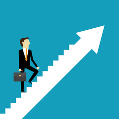 Businessman walking on financial growth