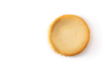 Traditional New York cheesecake isolated on white background.Top view. Copy space