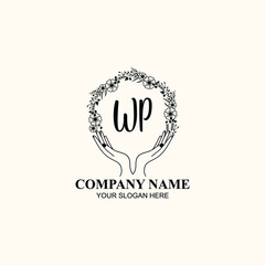 Initial WP Handwriting, Wedding Monogram Logo Design, Modern Minimalistic and Floral templates for Invitation cards