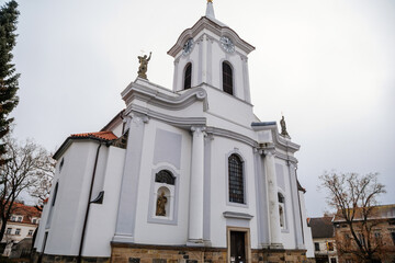 Baroque saint Gothard church in old historic center of Cesky Brod, Central Bohemia, Czech Republic