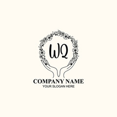 Initial WQ Handwriting, Wedding Monogram Logo Design, Modern Minimalistic and Floral templates for Invitation cards