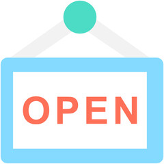 
Open Signboard Flat Vector Icon

