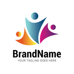 Unity human people success team logo icon vector template.