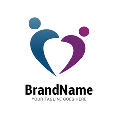 Unity human people success team logo icon vector template.