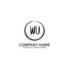 Initial WU Handwriting, Wedding Monogram Logo Design, Modern Minimalistic and Floral templates for Invitation cards