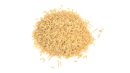 Brown rice on a white background.