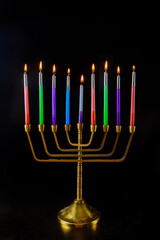 Menorah with burned out candles for Hanukkah in Jewish holiday