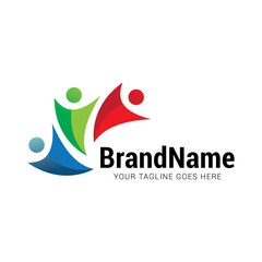 Unity human people success team logo icon vector template.