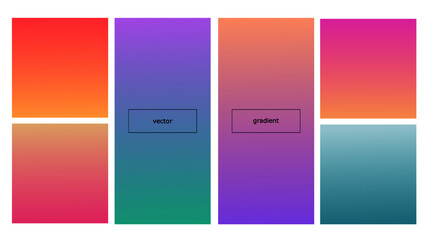 Abstract gradient colors vector background design set. Smooth soft tredny colors web or UI design template, abstract crative vector collection of classic gradient color blends