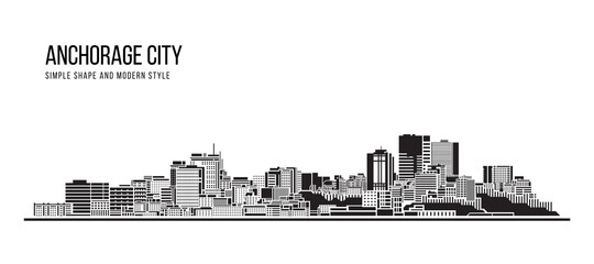 Cityscape Building Abstract Simple shape and modern style art Vector design - Anchorage city © ananaline