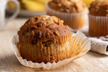 Closeup of Banana Nut Muffin