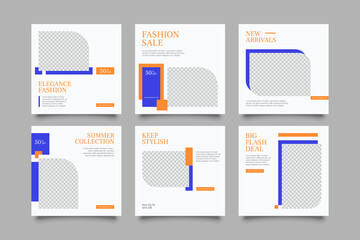 6 Editable square banner layout template. modern promotion square web banner for social media.
