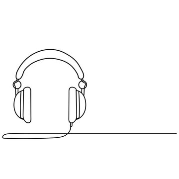 Vector illustration. Abstract music concept. Continuous one line drawing abstract headphone. Perfect for cards, party invitations, posters, stickers.