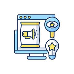 Brand recognition RGB color icon. Business branding. Marketing services, online advertising and SMM. Company reputation management. Isolated vector illustration