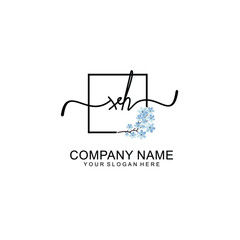 Initial XH Handwriting, Wedding Monogram Logo Design, Modern Minimalistic and Floral templates for Invitation cards