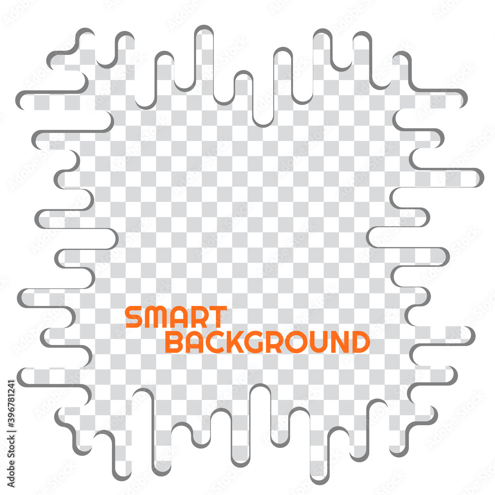 Fototapete white fluid waves frame with shadow. abstract dynamic liquid rounded shapes. vector digital smart ba