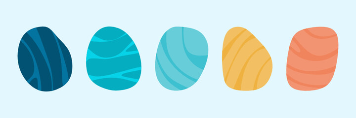 Colorful stripped stone illustration set