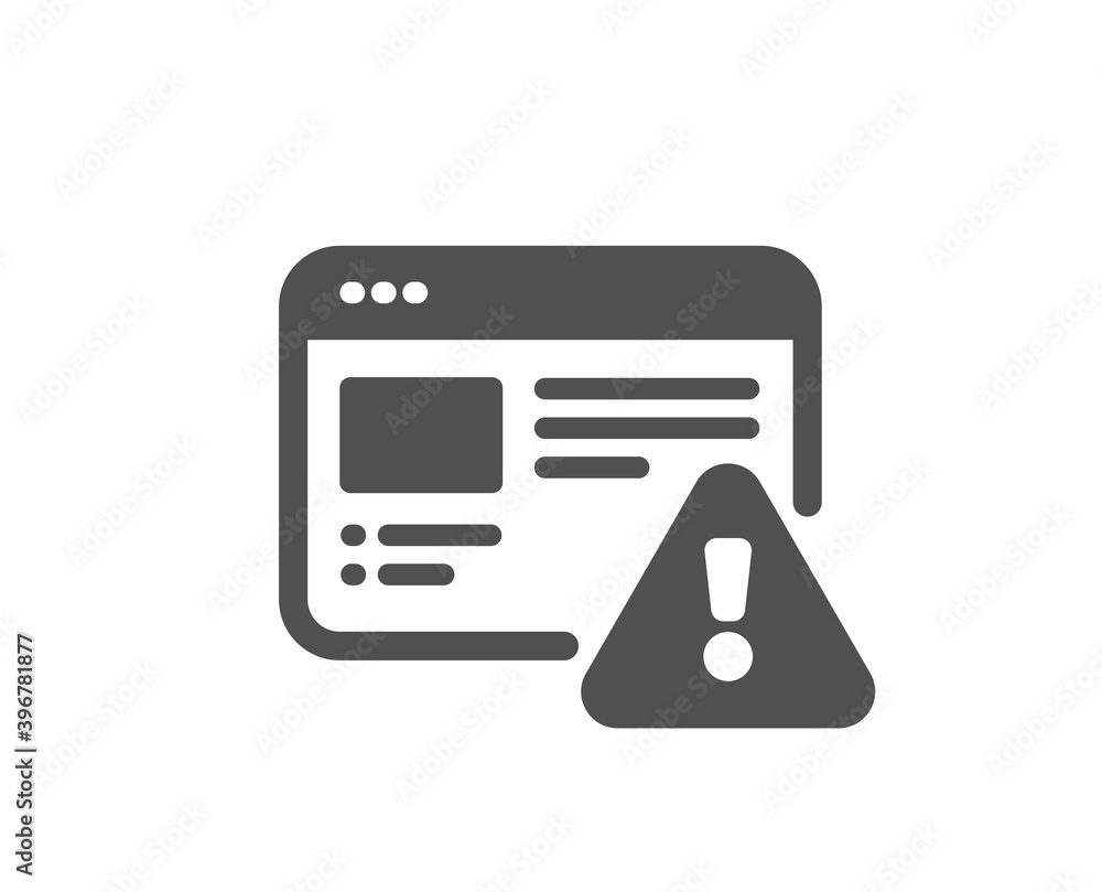 Poster internet warning icon. attention triangle sign. caution alert symbol. quality design element. flat s