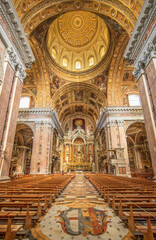 Naples, Italy - completed in 1750 and one of the finest example of italian Baroque, the Church of...