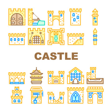 Castle Construction Collection Icons Set Vector Illustration © sevector