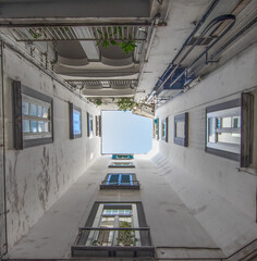 Naples, Italy - one of the main highlights in Naples are the wonderful court yards which can be...