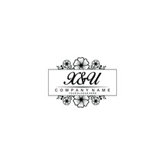Initial XU Handwriting, Wedding Monogram Logo Design, Modern Minimalistic and Floral templates for Invitation cards