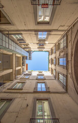 Naples, Italy - one of the main highlights in Naples are the wonderful court yards which can be...