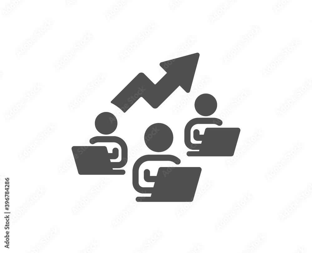Aufkleber teamwork chart icon. remote office sign. team employees symbol. quality design element. flat style t