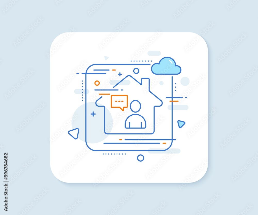 Poster user communication line icon. abstract vector button. person with chat speech bubble sign. human sil
