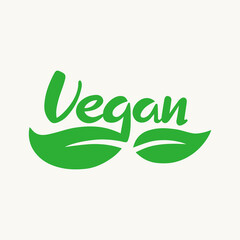 Vegan green isolated logo with leaves
