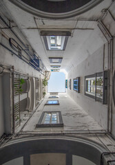 Naples, Italy - one of the main highlights in Naples are the wonderful court yards which can be...