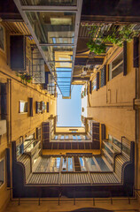 Naples, Italy - one of the main highlights in Naples are the wonderful court yards which can be...