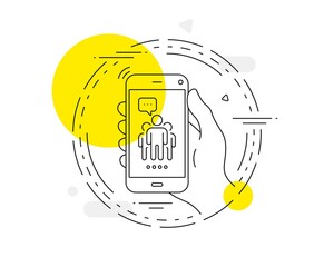 Group line icon. Mobile phone vector button. Business management sign. Teamwork symbol. Group line icon. Abstract concept badge. Vector