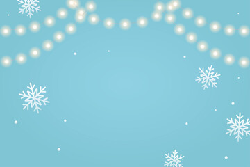 Fototapeta na wymiar Snowflakes and illumination lights illustration, blue background