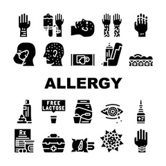 Allergy Health Problem Collection Icons Set Vector