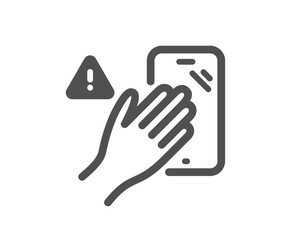 Dont touch phone icon. Hand warning sign. Hygiene notification symbol. Quality design element. Flat style dont touch icon. Editable stroke. Vector