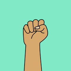 hand raised in a clenched fist icon. Freedom sign and protest symbol on background. color editable