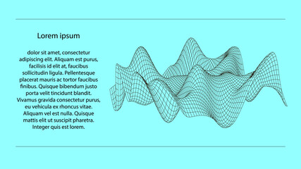 Abstract digital landscape. 3d futuristic vector illustration Wireframe landscape background. Mesh structure.