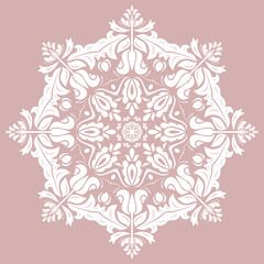 Elegant vintage ornament in classic style. Abstract traditional round white pattern with oriental elements. Classic vintage pattern