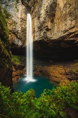 B&auml;rglist&uuml;ber Berglist&uuml;ber Waterfall behind a waterfall green moody