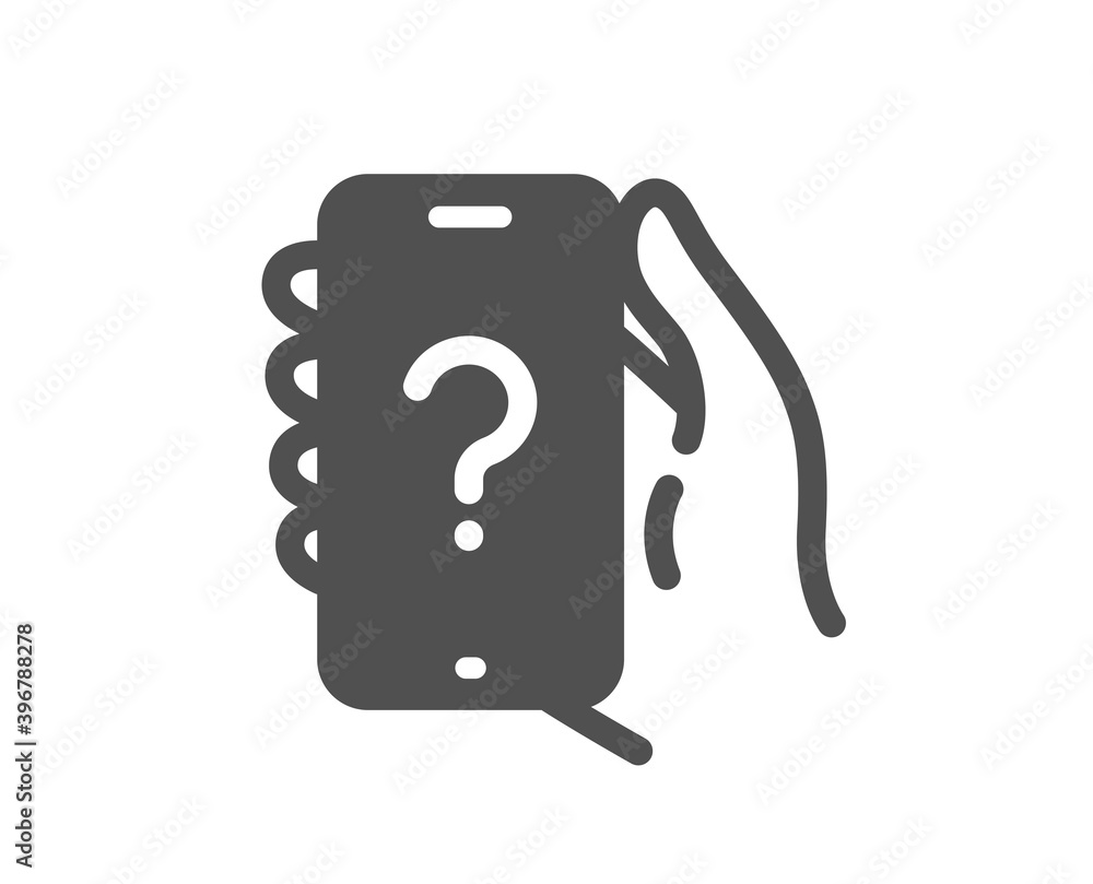 Poster ask question phone app icon. help support sign. faq questionnaire symbol. quality design element. fl