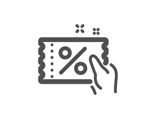 Discount coupon icon. Sale offer sign. Promotion price symbol. Quality design element. Flat style discount coupon icon. Editable stroke. Vector