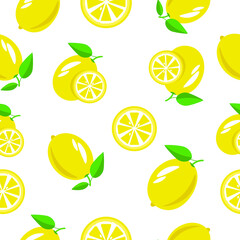 seamless pattern with lemons on a white background in flat style. vector illustration