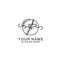 Initial YT Handwriting, Wedding Monogram Logo Design, Modern Minimalistic and Floral templates for Invitation cards