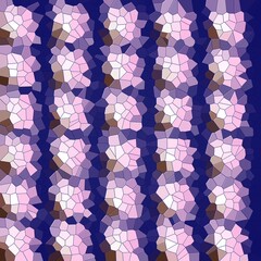 Blue pink geometries, textile, pattern with flowers