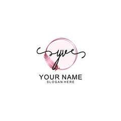 Initial YV Handwriting, Wedding Monogram Logo Design, Modern Minimalistic and Floral templates for Invitation cards