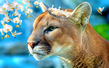 Puma crown hummingbird flowers blue
