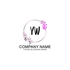 Initial YW Handwriting, Wedding Monogram Logo Design, Modern Minimalistic and Floral templates for Invitation cards